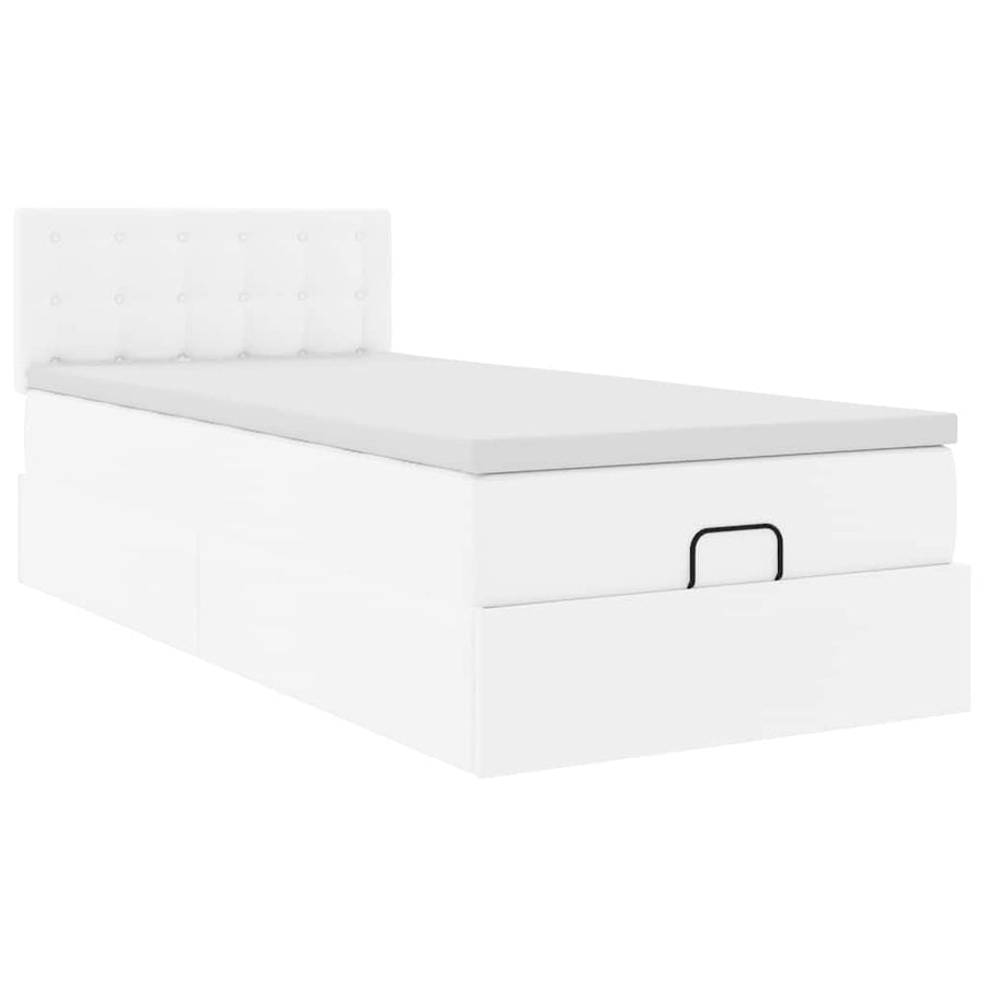 Ottoman bed met matras 80x200 cm kunstleer wit