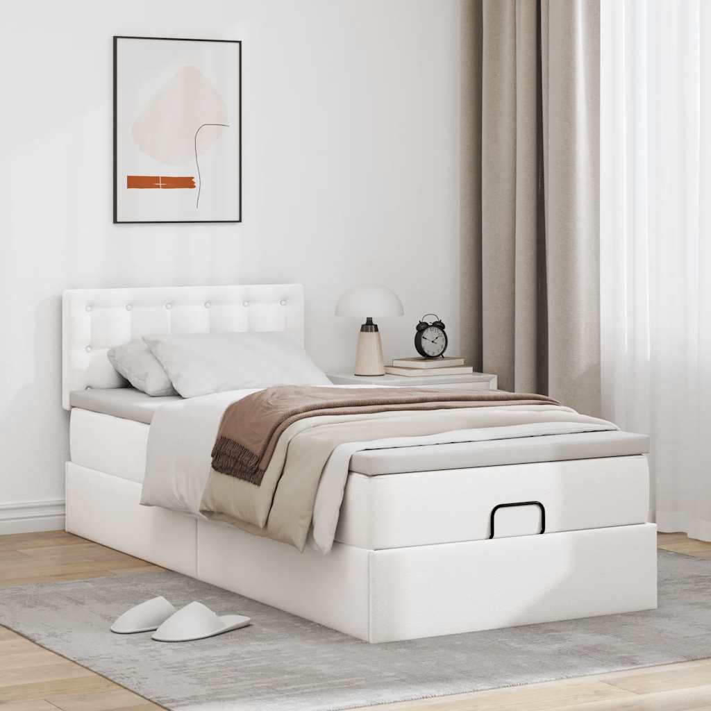 Ottoman bed met matras 80x200 cm kunstleer wit