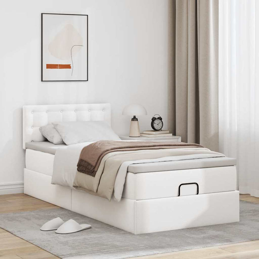 Ottoman bed met matras 80x200 cm kunstleer wit