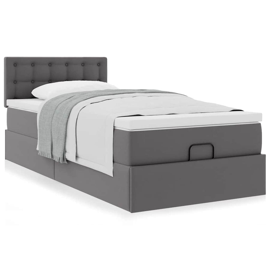 Ottoman bed met matras 80x200 cm kunstleer grijs
