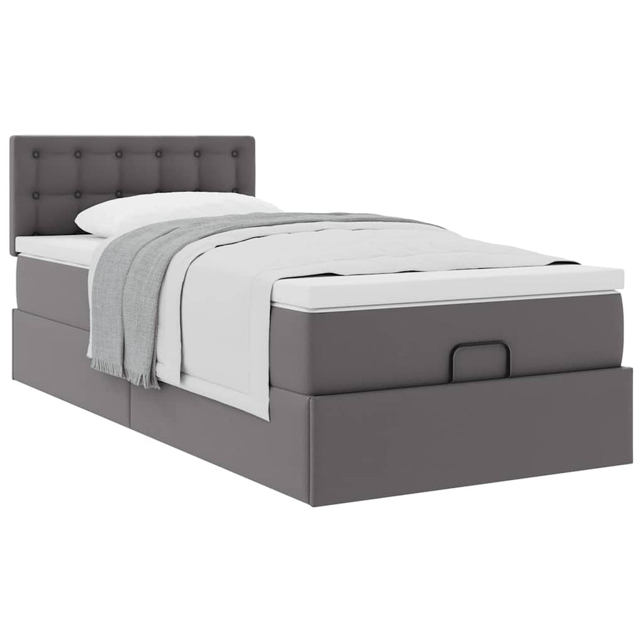 Ottoman bed met matras 80x200 cm kunstleer grijs