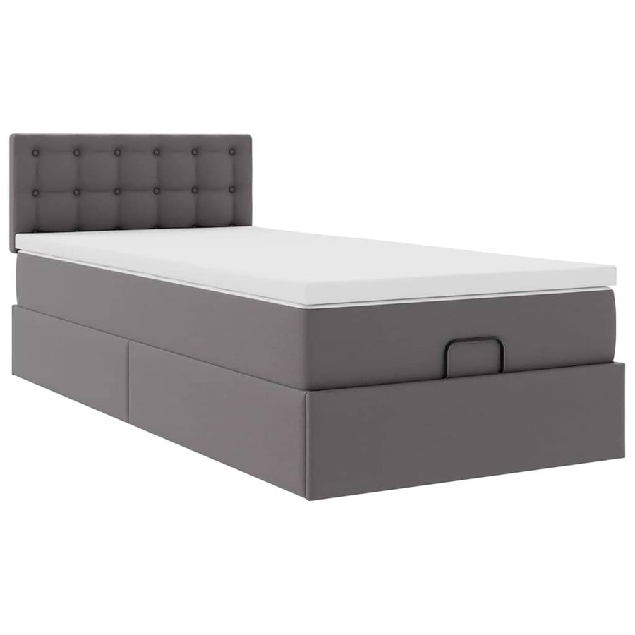 Ottoman bed met matras 80x200 cm kunstleer grijs
