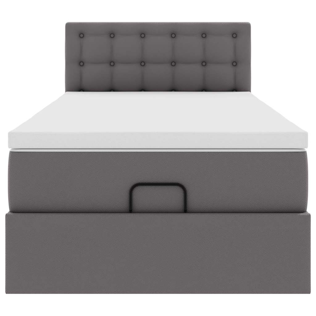 Ottoman bed met matras 80x200 cm kunstleer grijs