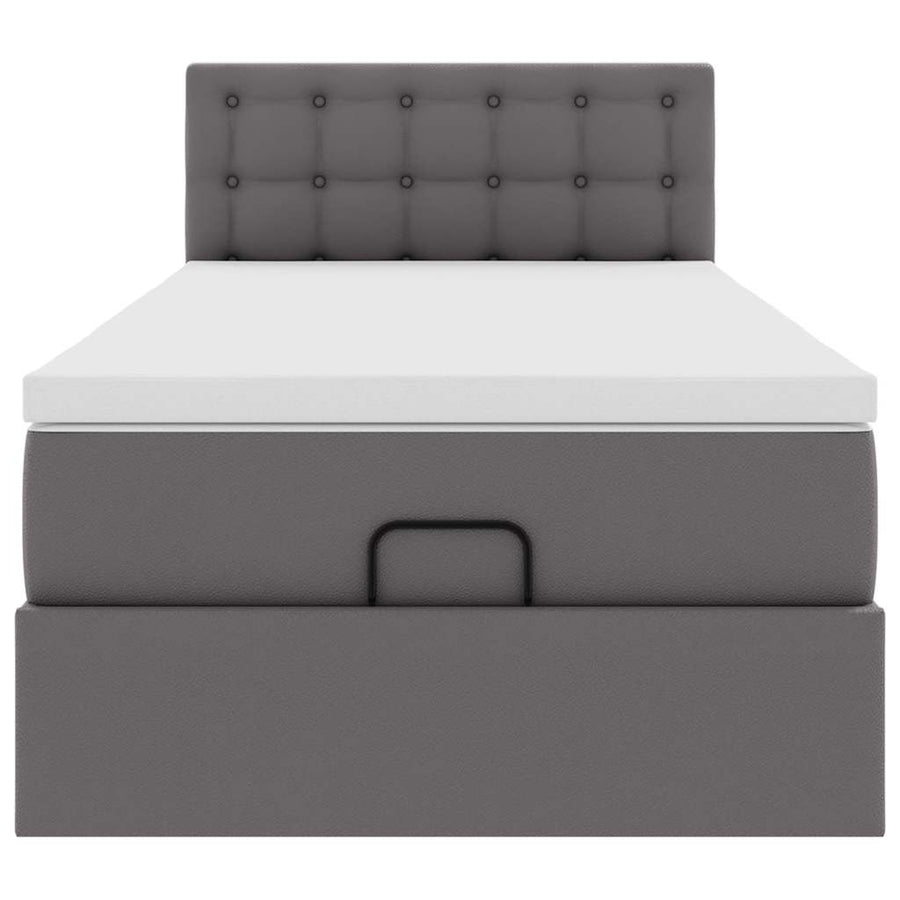 Ottoman bed met matras 80x200 cm kunstleer grijs