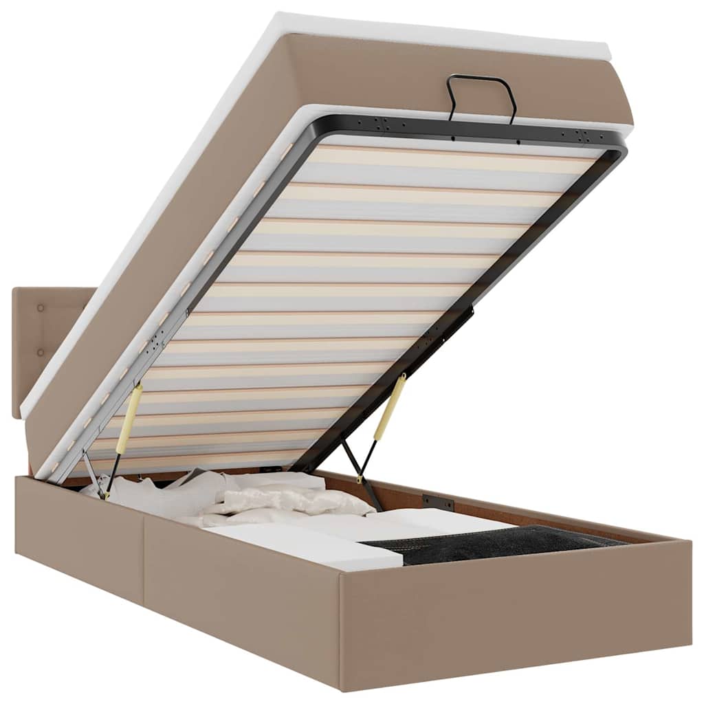 Ottomaanse bed met matras 80x200cm kunstleer cappuccinokleurig