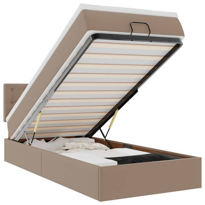 Ottomaanse bed met matras 80x200cm kunstleer cappuccinokleurig