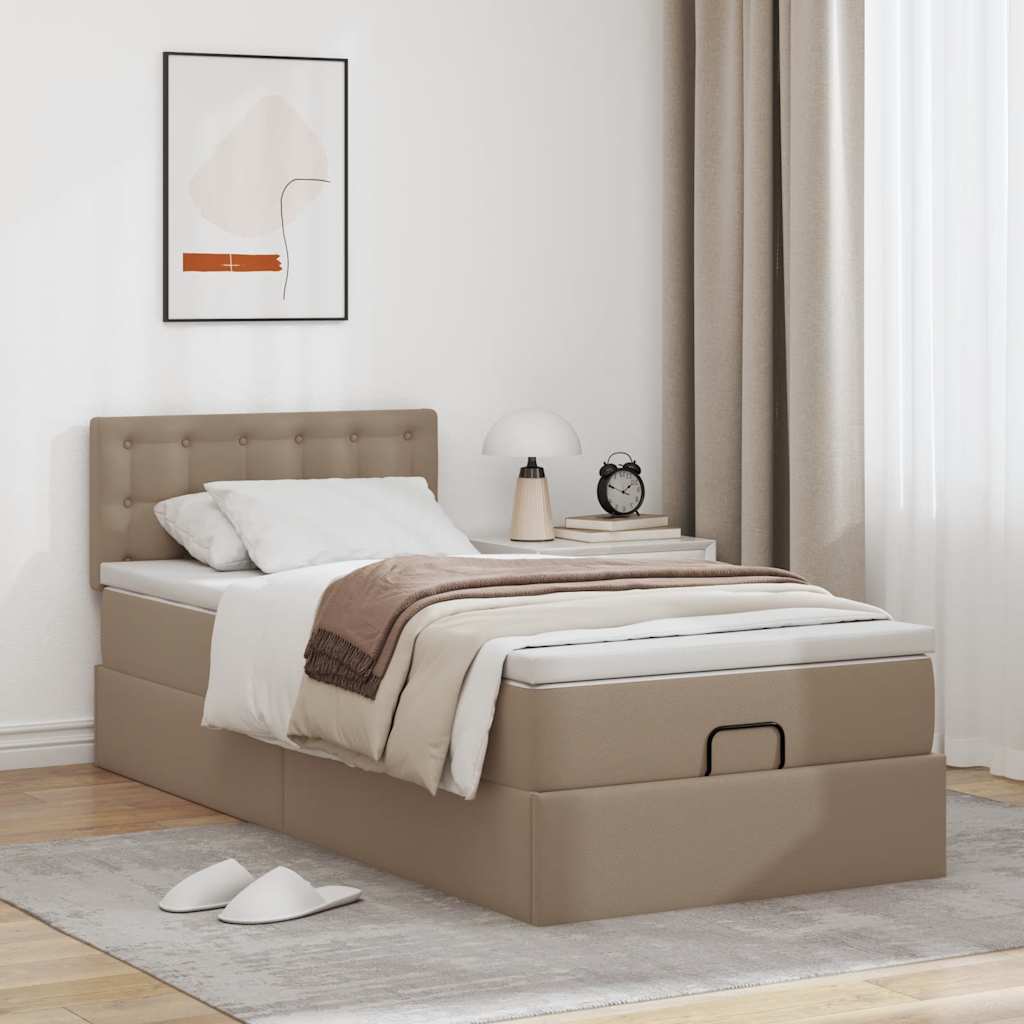 Ottomaanse bed met matras 80x200cm kunstleer cappuccinokleurig