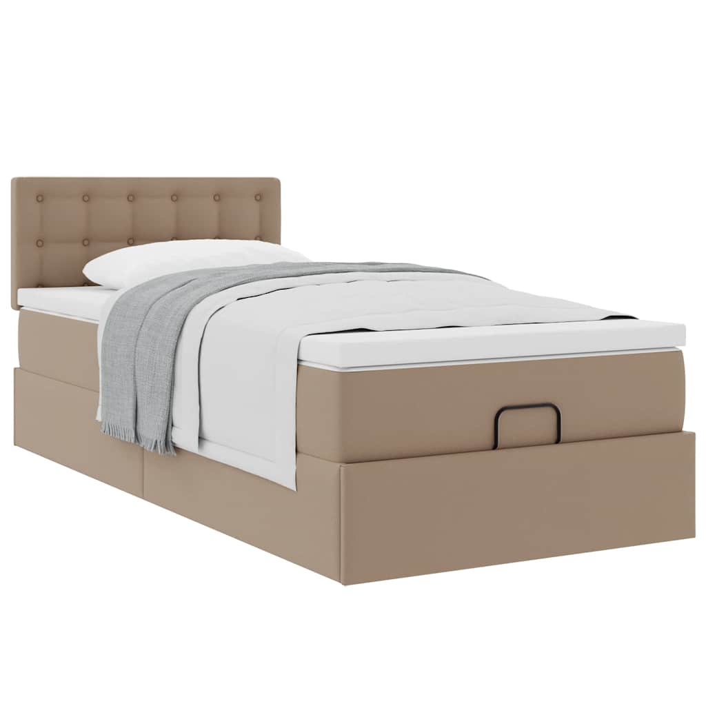 Ottomaanse bed met matras 80x200cm kunstleer cappuccinokleurig