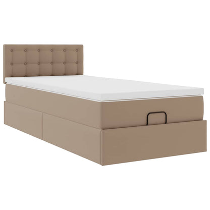 Ottomaanse bed met matras 80x200cm kunstleer cappuccinokleurig