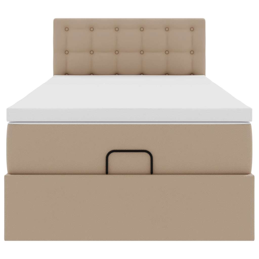 Ottomaanse bed met matras 80x200cm kunstleer cappuccinokleurig