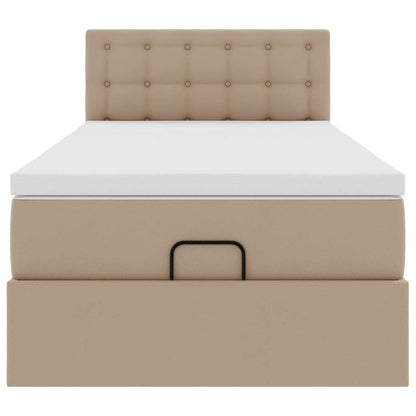 Ottomaanse bed met matras 80x200cm kunstleer cappuccinokleurig