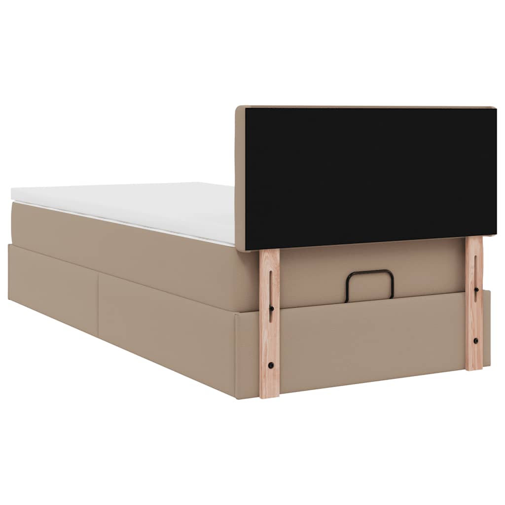 Ottomaanse bed met matras 80x200cm kunstleer cappuccinokleurig