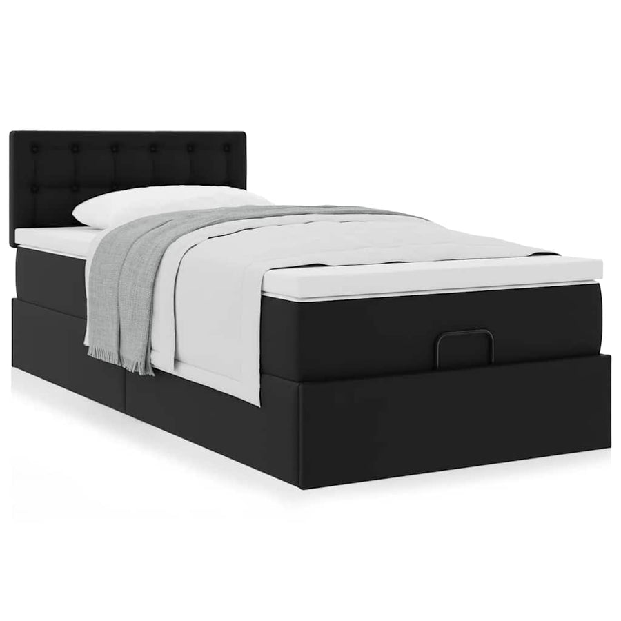 Ottoman bed met matras 90x190 cm kunstleer zwart