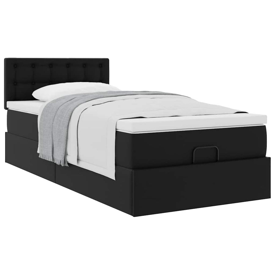 Ottoman bed met matras 90x190 cm kunstleer zwart