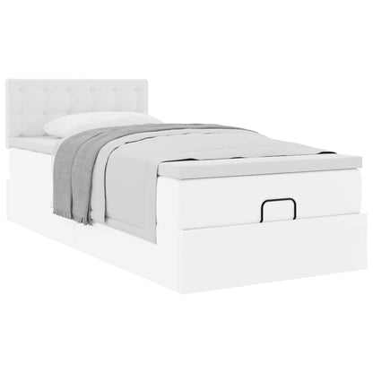 Ottoman bed met matras 90x190cm kunstleer wit