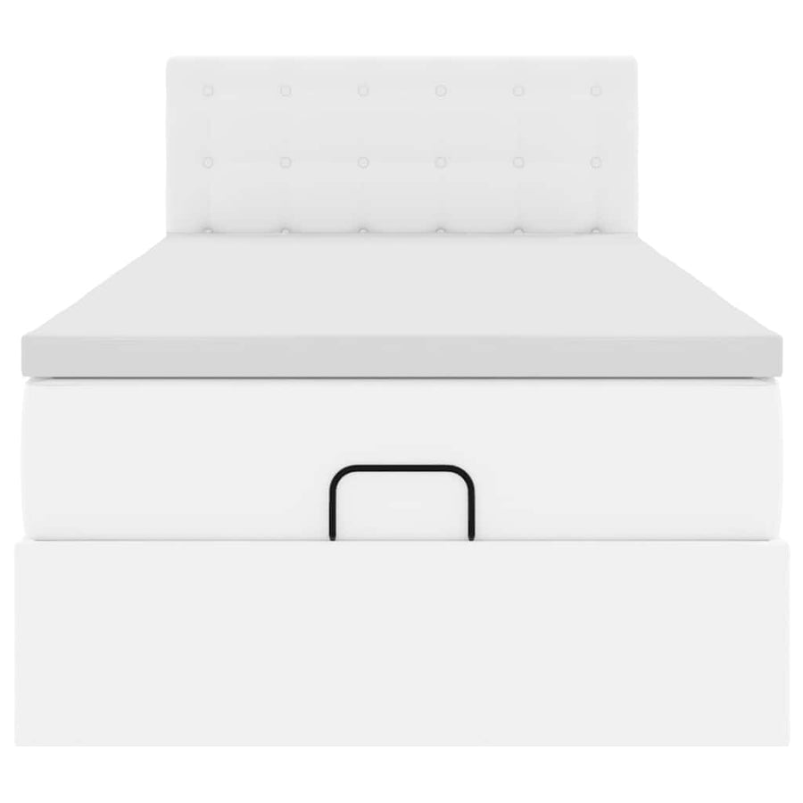 Ottoman bed met matras 90x190cm kunstleer wit