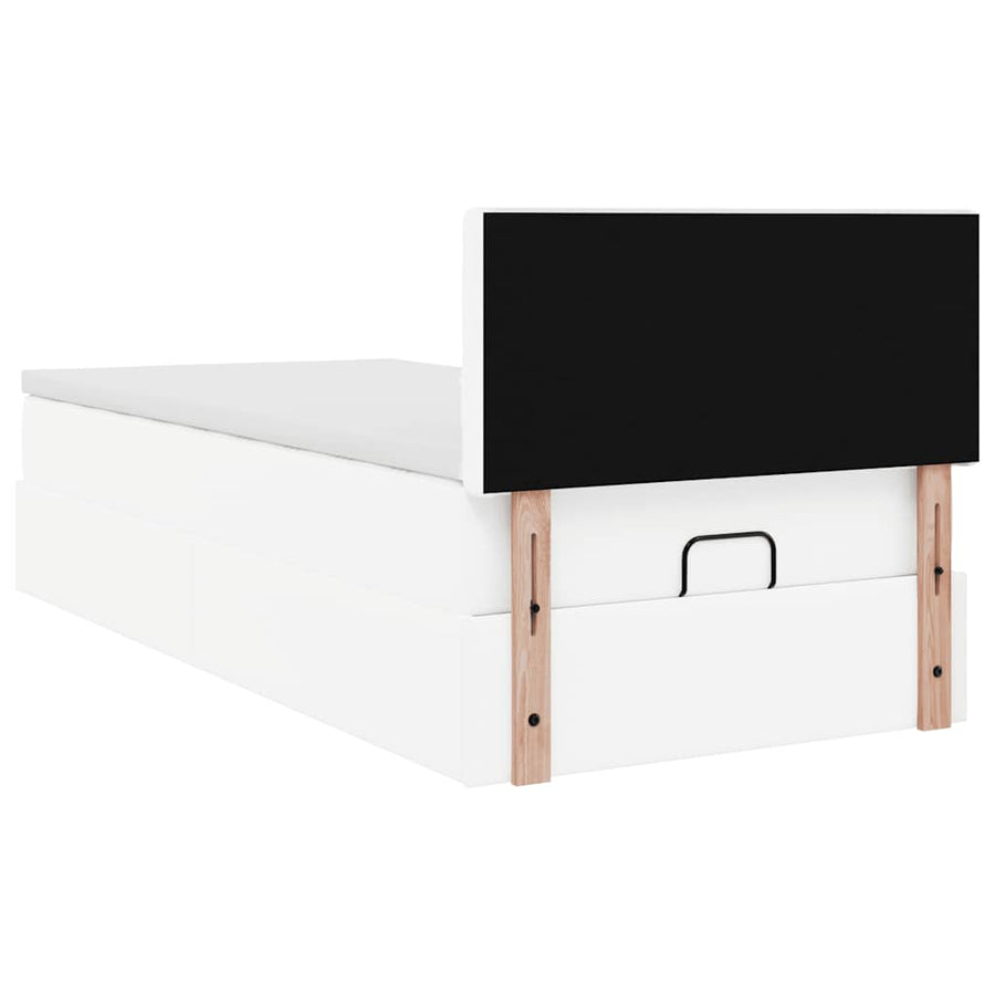 Ottoman bed met matras 90x190cm kunstleer wit