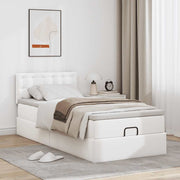 Ottoman bed with mattress 90x190cm faux leather white