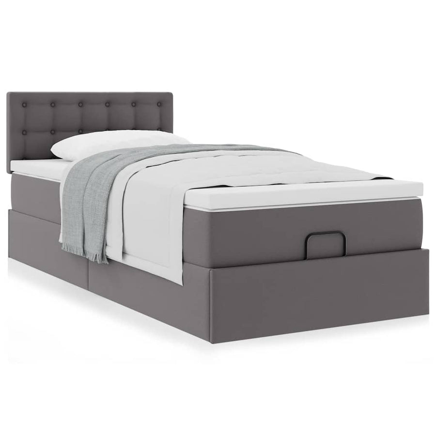 Ottoman bed met matras 90x190cm kunstleer grijs
