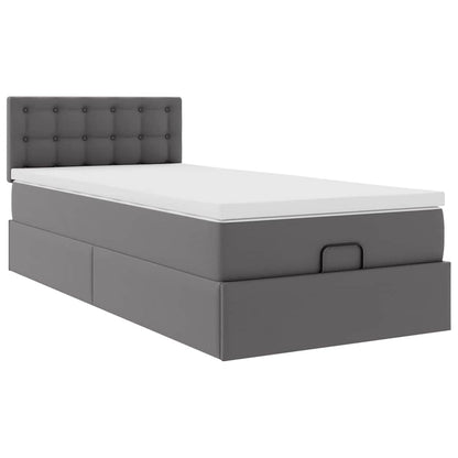 Ottoman bed met matras 90x190cm kunstleer grijs