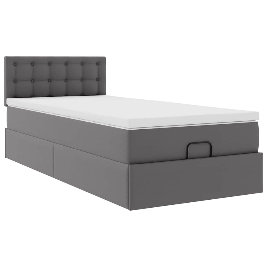 Ottoman bed met matras 90x190cm kunstleer grijs