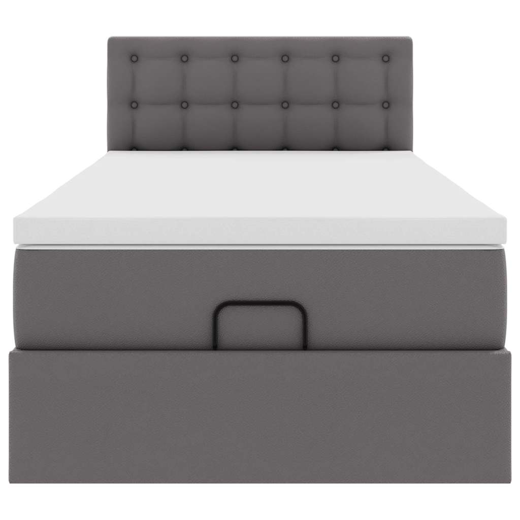 Ottoman bed met matras 90x190cm kunstleer grijs