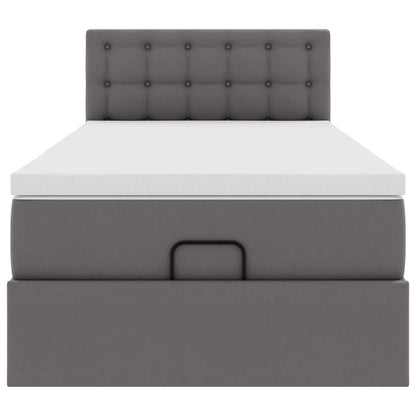 Ottoman bed met matras 90x190cm kunstleer grijs