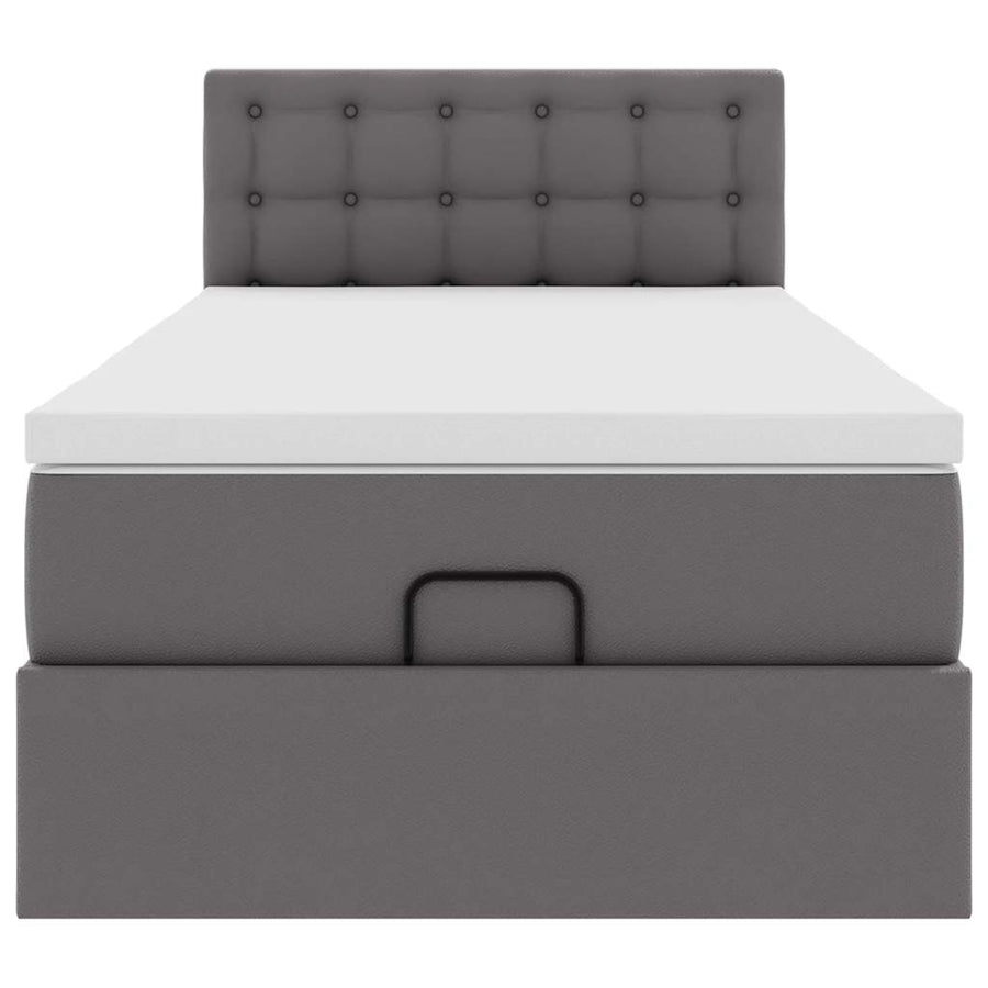 Ottoman bed met matras 90x190cm kunstleer grijs