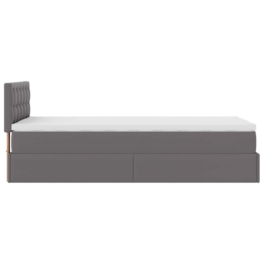 Ottoman bed met matras 90x190cm kunstleer grijs