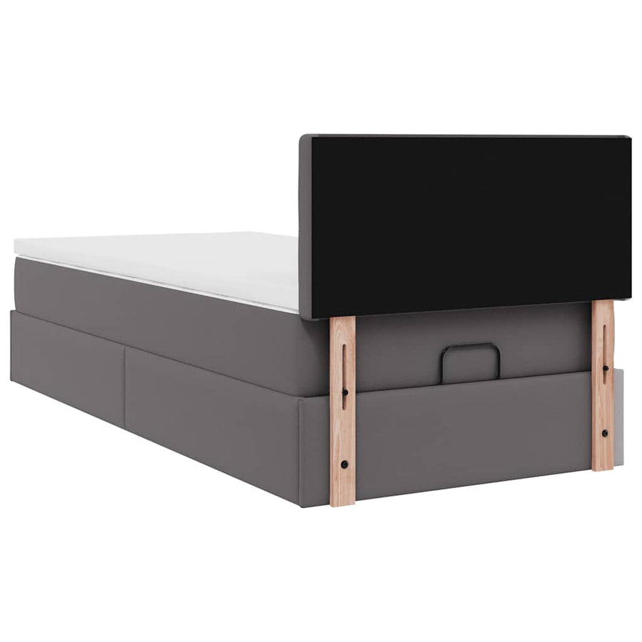 Ottoman bed met matras 90x190cm kunstleer grijs