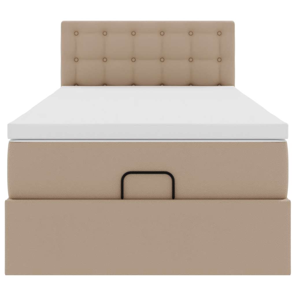 Ottoman bed met matras 90x190cm kunstleer cappuccinokleurig