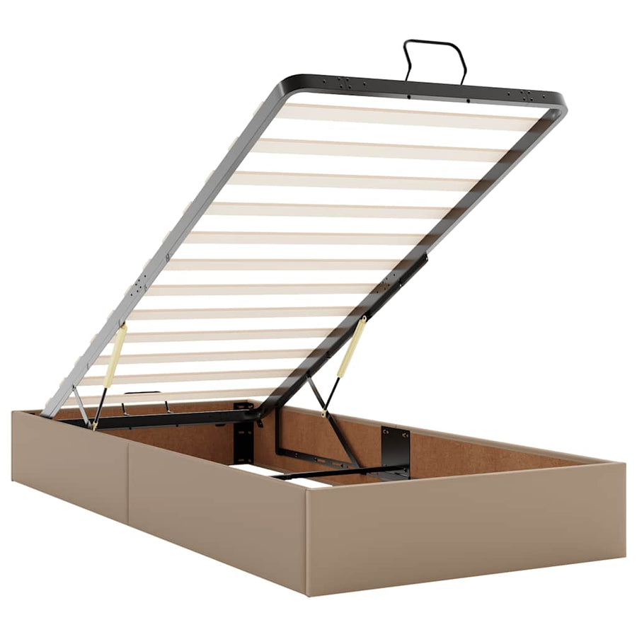 Ottoman bed met matras 90x190cm kunstleer cappuccinokleurig