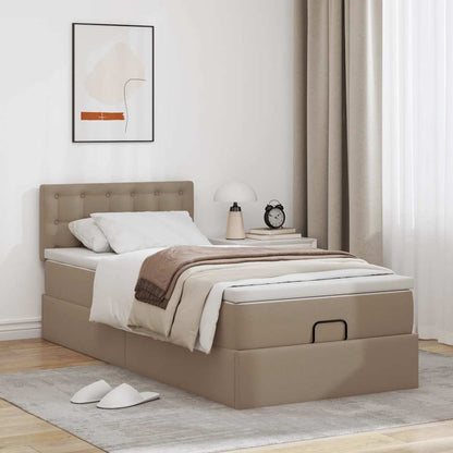 Ottoman bed met matras 90x190cm kunstleer cappuccinokleurig