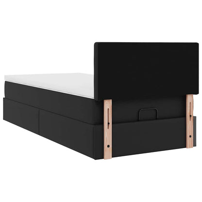 Ottoman bed met matras 90x200cm kunstleer zwart