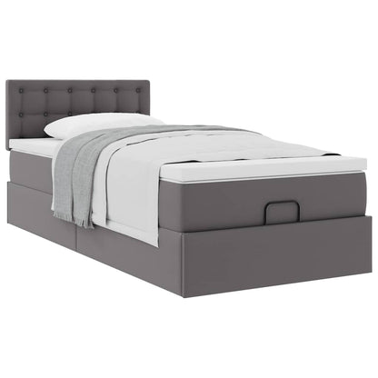 Ottoman bed met matras 90x200cm kunstleer grijs