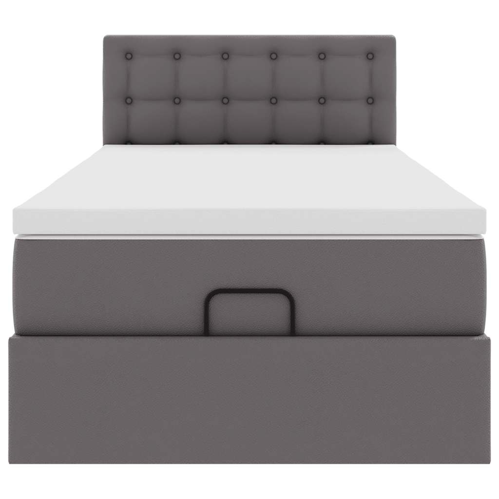 Ottoman bed met matras 90x200cm kunstleer grijs