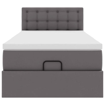 Ottoman bed met matras 90x200cm kunstleer grijs
