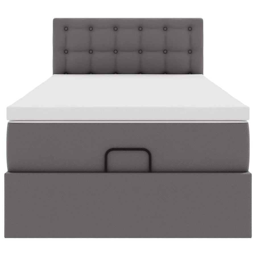 Ottoman bed met matras 90x200cm kunstleer grijs