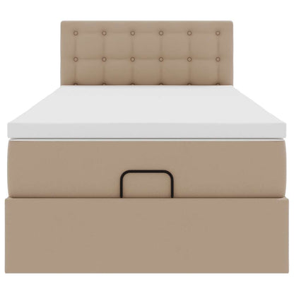 Ottoman bed met matras 90x200cm kunstleer cappuccinokleurig