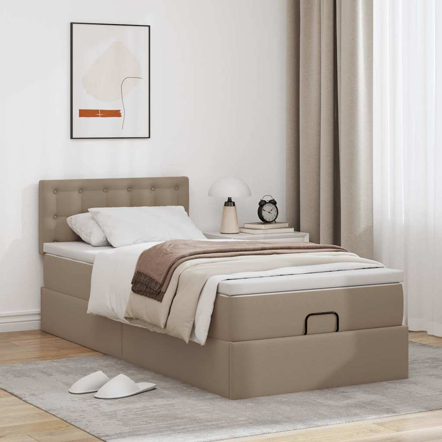 Ottoman bed met matras 90x200cm kunstleer cappuccinokleurig