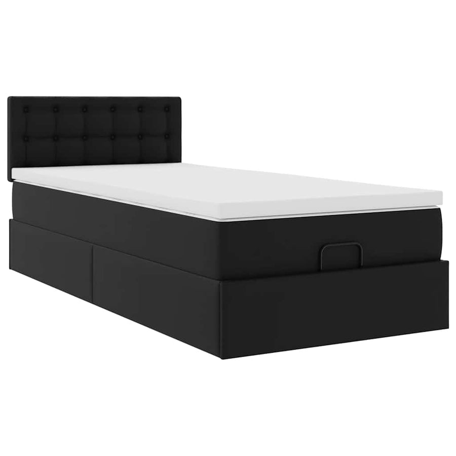 Ottoman bed met matras 100x200cm kunstleer zwart
