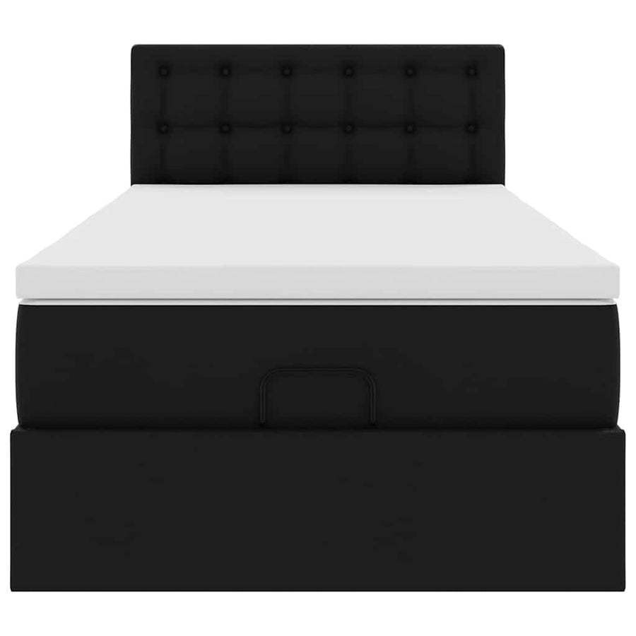 Ottoman bed met matras 100x200cm kunstleer zwart