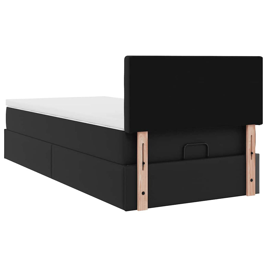 Ottoman bed met matras 100x200cm kunstleer zwart