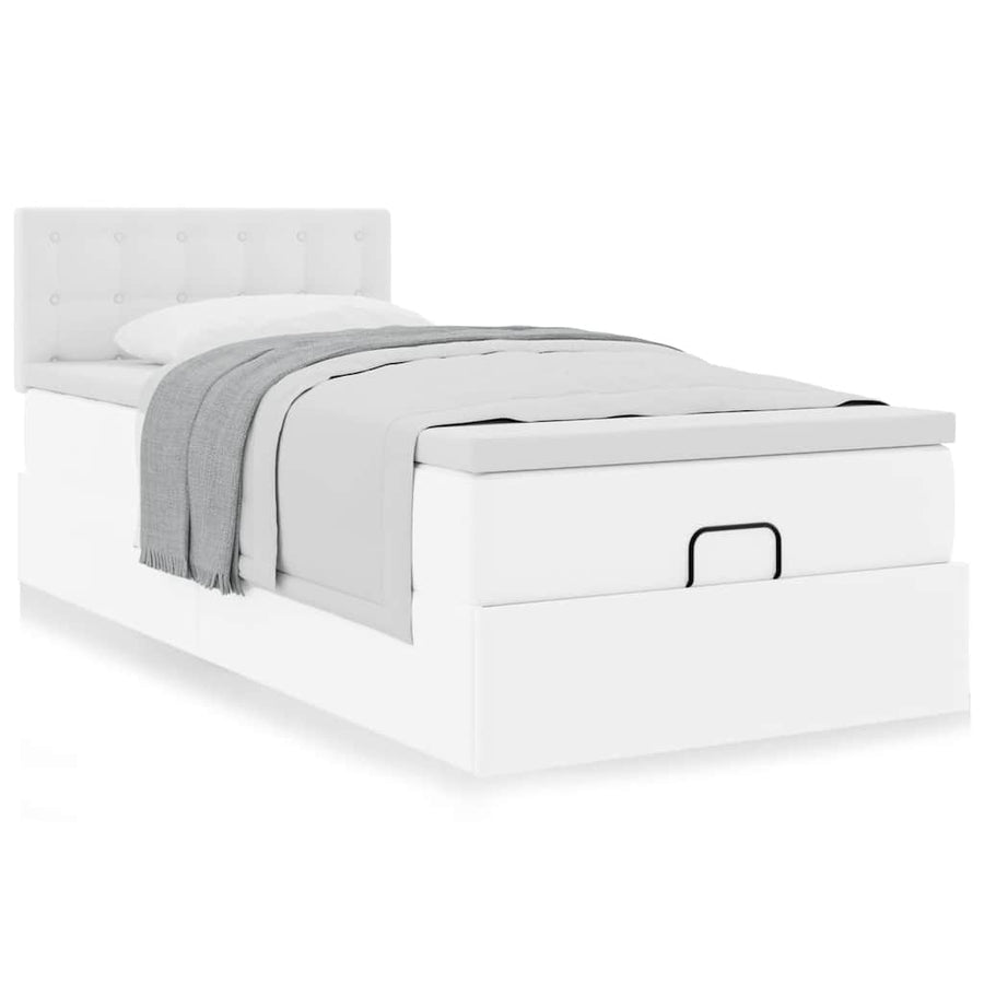Ottoman bed met matras 100x200cm kunstleer wit