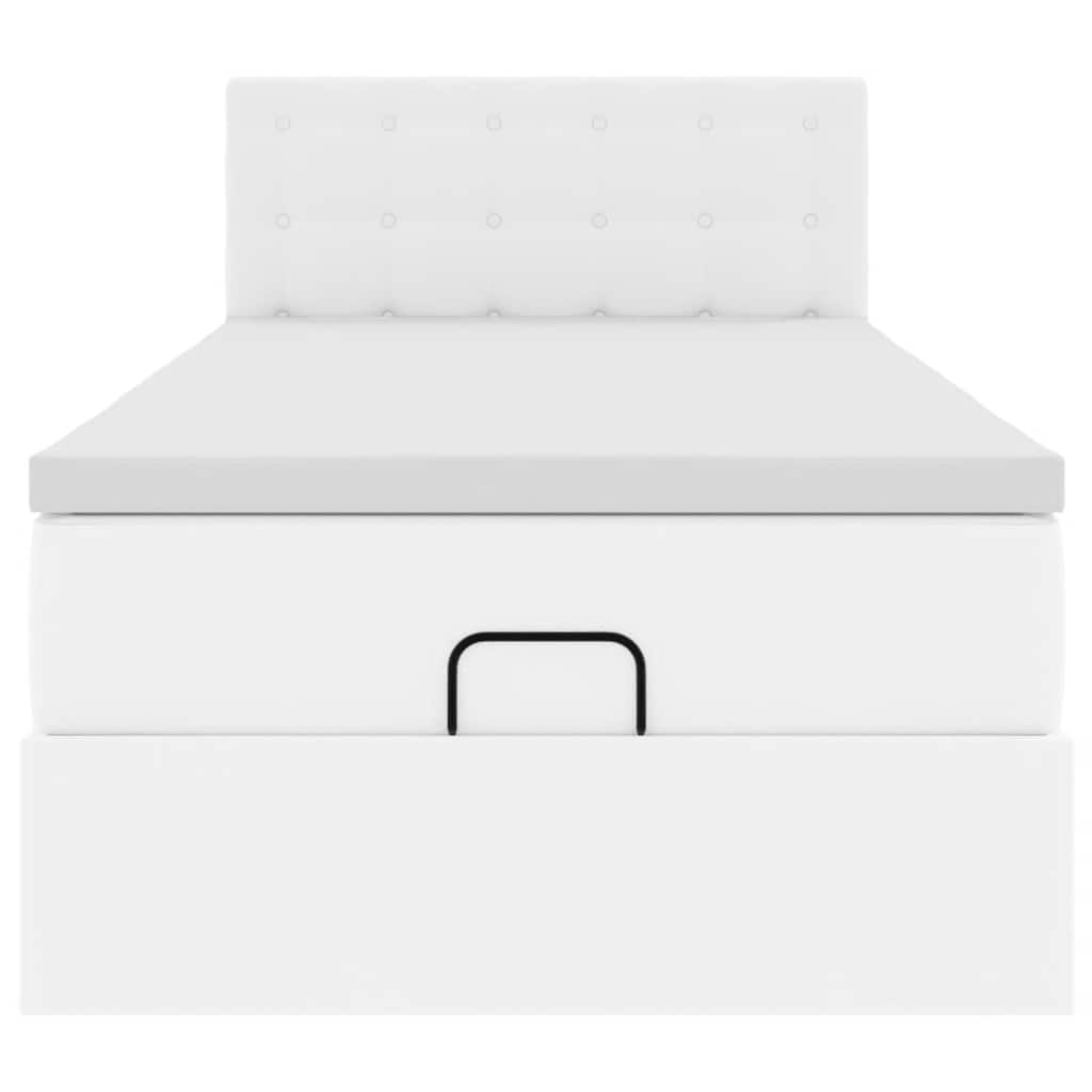 Ottoman bed met matras 100x200cm kunstleer wit