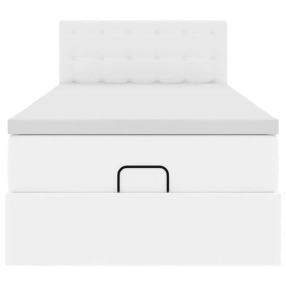 Ottoman bed met matras 100x200cm kunstleer wit