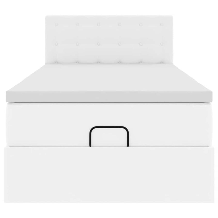 Ottoman bed met matras 100x200cm kunstleer wit