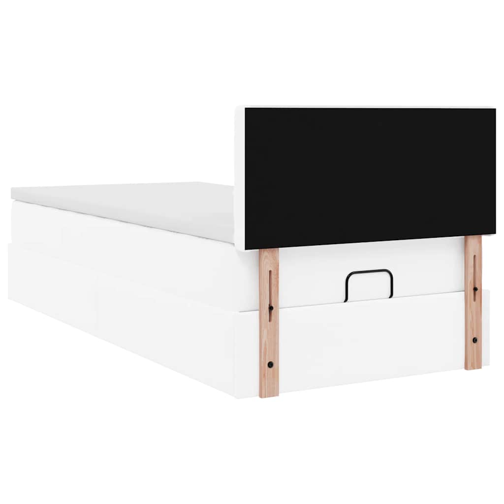 Ottoman bed met matras 100x200cm kunstleer wit