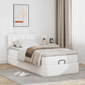 Ottomaanse bed met matras 100x200cm kunstleer wit