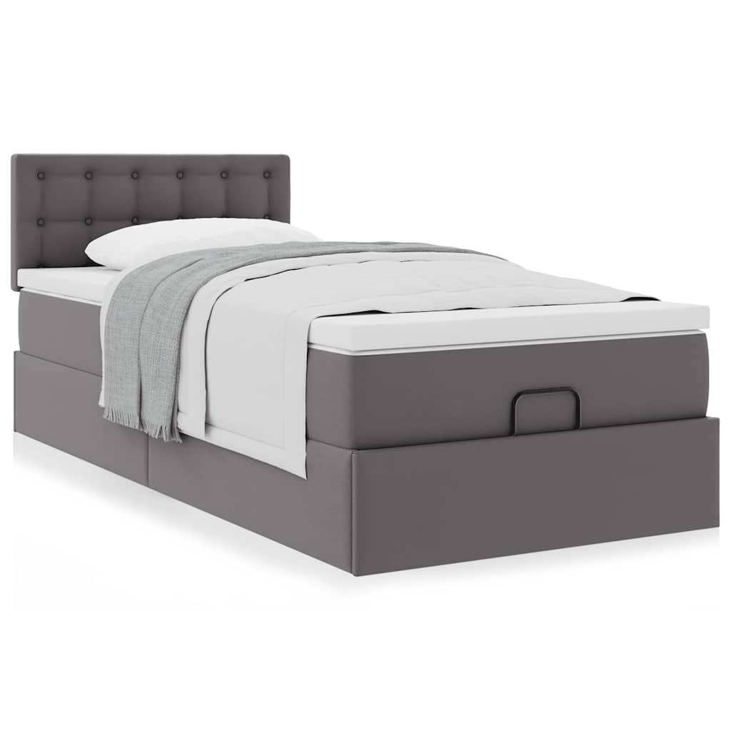 Ottoman bed met matras 100x200cm kunstleer grijs